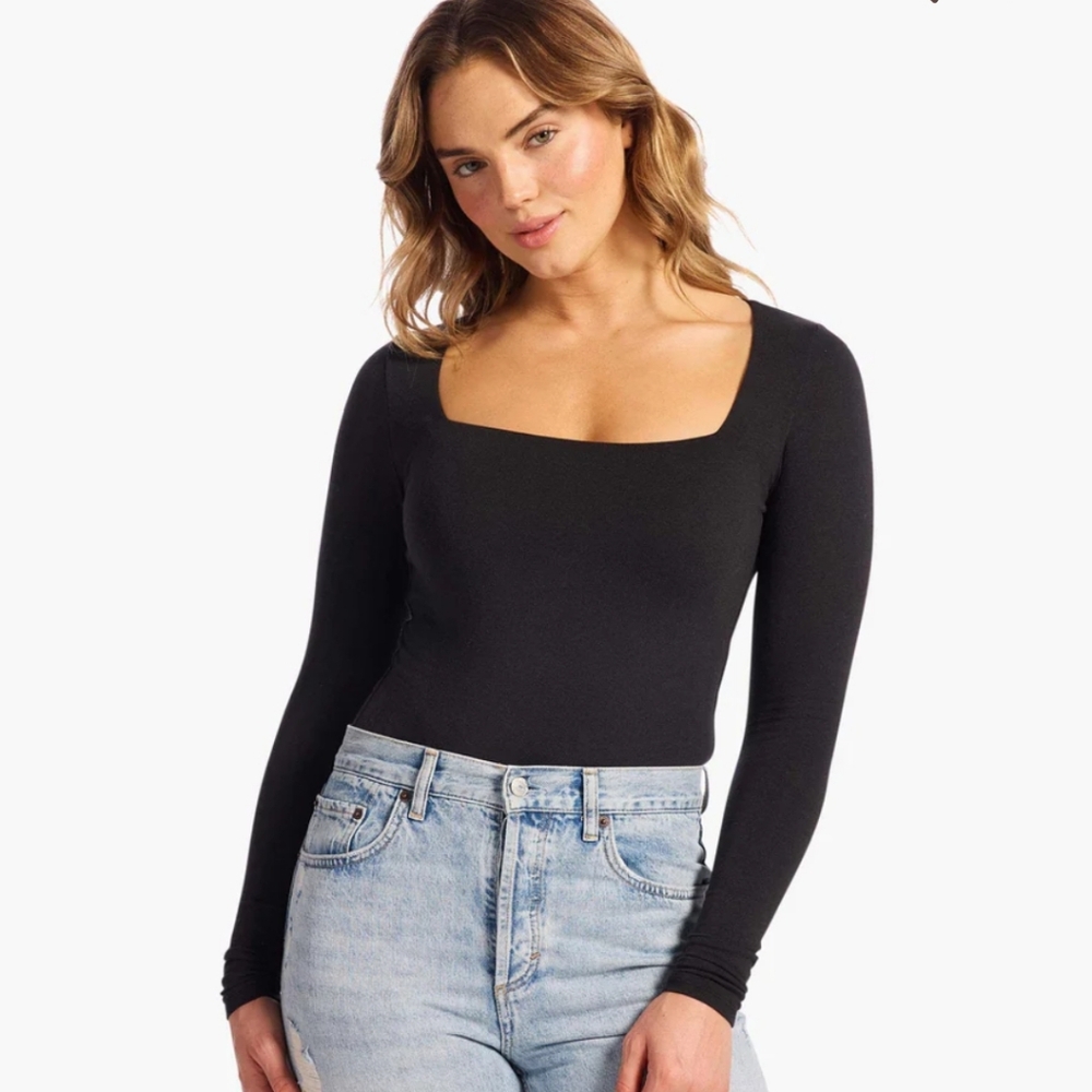 Nuuds Long sleeve square neck, square back bodysuit